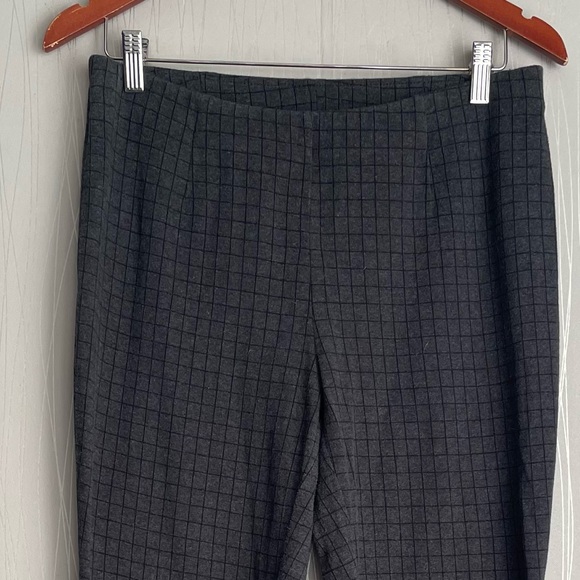 J. Jill Ponte Slim Leg Charcoal Grey Black Plaid Windowpane Pull On Pant Medium - Picture 4 of 10